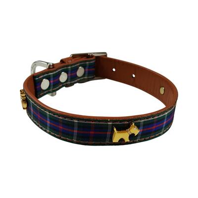 Highland Blue Tartan Dog Collar Size Medium 