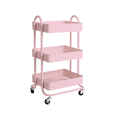 3 Tiers Kitchen Trolley Cart Pink