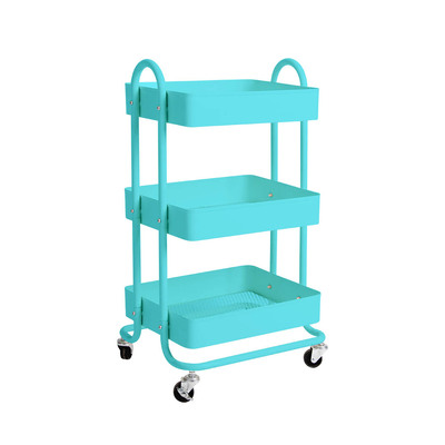 3 Tiers Kitchen Trolley Cart Turquoise