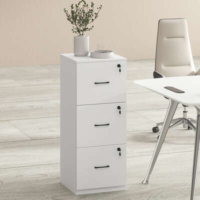 White 3 Drawer File Cabinet 41x41x103cm
