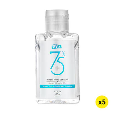 Cleace 5x Hand Sanitiser Sanitizer Instant Gel Wash 75% Alcohol 100ML