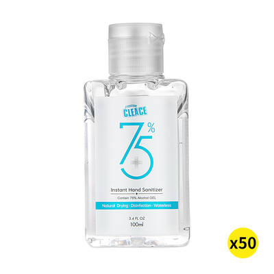 Cleace 50x Hand Sanitiser Sanitizer Instant Gel Wash 75% Alcohol 100ML