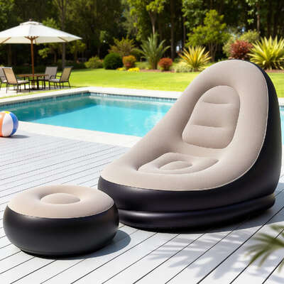 Inflatable Air Chair with Ottoman Blow-Up Sofa for Camping with Pump
