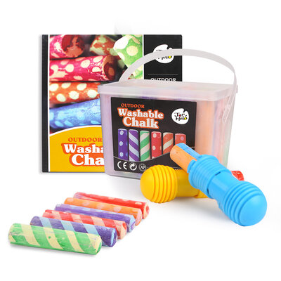 WASHABLE SIDEWALK CHALK - 24 COLORS KIT WITH 2 HOLDERS