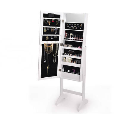 Mirror Jewellery Cabinet Dressing Makeup Jewelry Storage  Organiser Wood