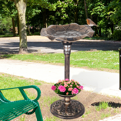 2PC beautiful Bird Bath Feeder Ornamental Solar Light- Bronze