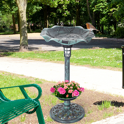 2PC beautiful Bird Bath Feeder Ornamental Solar Light-Green