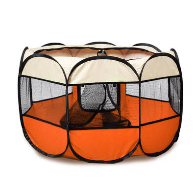 Pet Soft Playpen Dog Cat Puppy Play Round Crate Cage Tent Portable L Orange