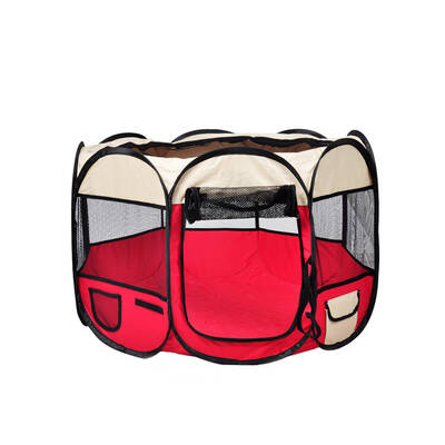 Pet Soft Playpen Dog Cat Puppy Play Round Crate Cage Tent Portable XL Red