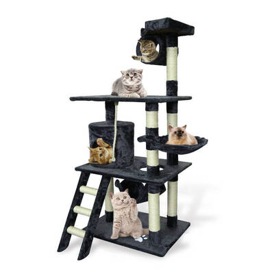 Cat Scratching Post Tree Gym House Scratcher Pole Furniture Toy 1.41M BLACK