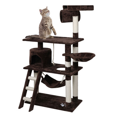 Cat Tree Beastie Scratching Post Pet Scratcher Tower 140cm Dark Brown