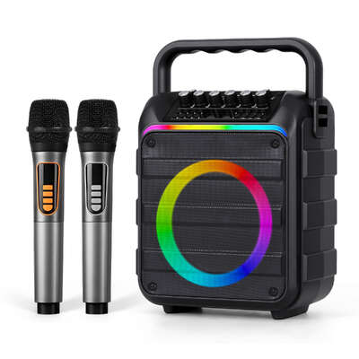 Portable Karaoke Machine with 2 Wireless Microphones Bluetooth 5.3
