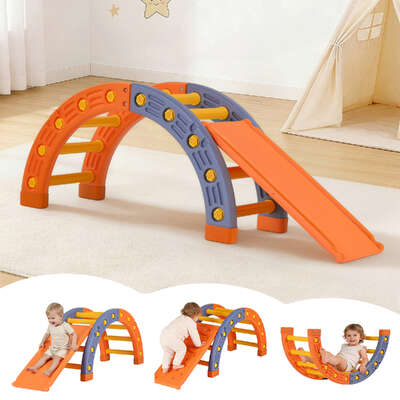 Kids Climbing Frame Set with Slide Indoor Outdoor Toddler Pikler Arch Climber