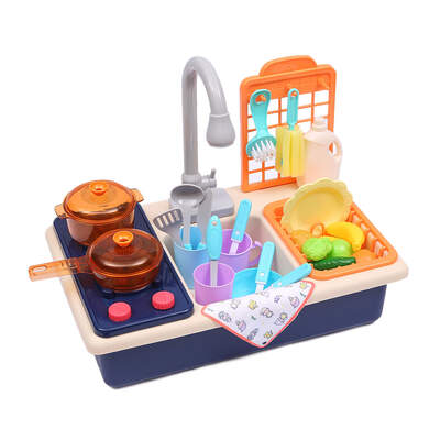 35x Kids Kitchen Play Set Dishwasher Sink - Blue 