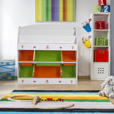 Kids Toy Box Organizers and Storage, Kids Bookshelf and Bookcase for Playroom