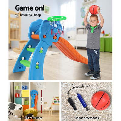Kids Slide with Basketball Hoop Outdoor Indoor Playground Toddler Play