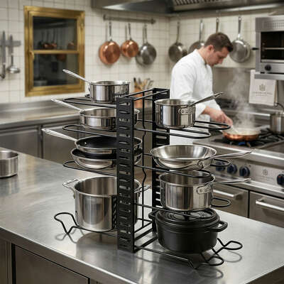 8 Tier Pot Rack Pan Holder Kitchen Storage | EXTG