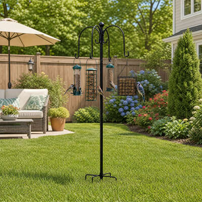 Toque Bird Feeder Station Hanging Stand Feeder 8 Hooks 4 Feeders Outdoor 224cm