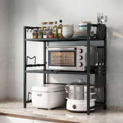 Toque Microwave Shelf 3 Tier  Adjustable Extendable Kitchen Storage Rack Stand