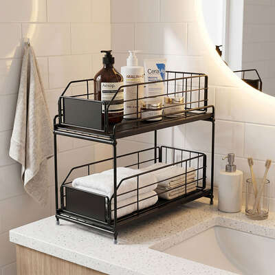 Toque 2 Tier Pull Out Cabinet Organizer Sliding Kitchen Storage Rack Under Sink