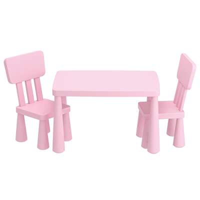 1 Kids Table and 2 Chairs Set Pink