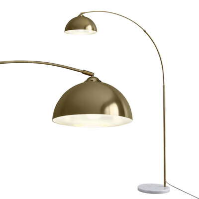  Modern Arched Floor Lamp Gold Brass Standing Heavy-Duty Marble Base