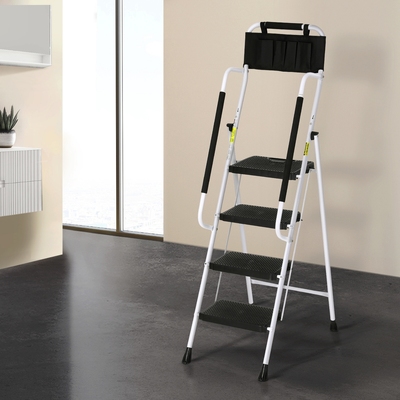 4 Step Ladder Multi-Purpose Folding Steel Platform Tool Bag Handrails