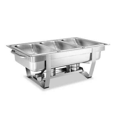 Emajin 9L Bain Marie Bow Chafing Dish 3Lx3 Stainless Steel Food Buffet Warmer