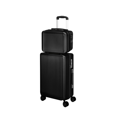 Luggage Suitcase Trolley Black 2pc