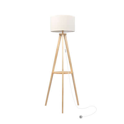 Cozy Tripod Floor Lamp with Shelf  Foldable Function Classic