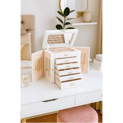 Large Jewelry Box With Mirror 27x28x17cm