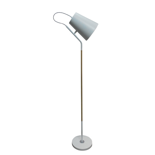 Metal Stem Floor Lamp White and Luminite 32 x 25 x 152cm