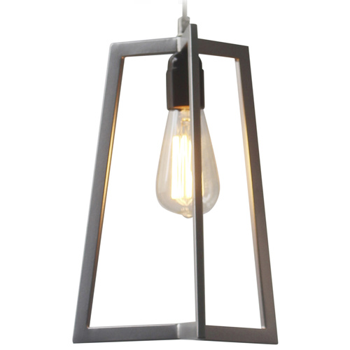 Matt Silver Triangle Metal Pendant Cage Lamp 24 x 30cm