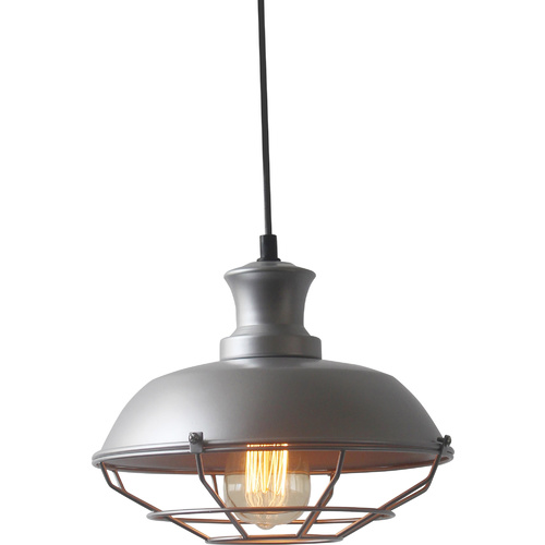 Matt Silver Cage Metal Pendant Lamp 14 x 12 x 20cm