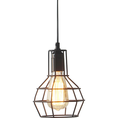 Matt Black Metal Pendant Lamp 15 x 21cm