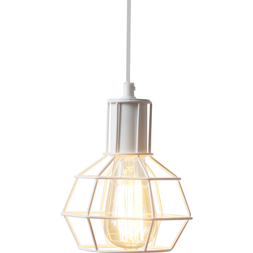 Matt White Metal Pendant Lamp 15 x 21cm