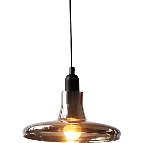 Smoke Glass Pendant Plate 23 x 11cm Matt Black