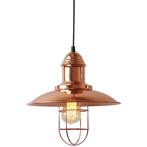 Iron Pendant Lamp Garage Cage 30 x 31cm Copper