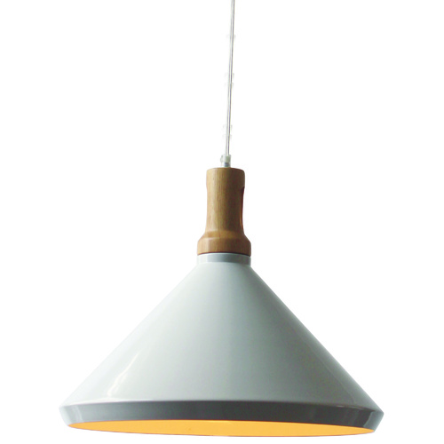 Aluminium Wood Pendant Lamp Funnel 40 x 34cm White