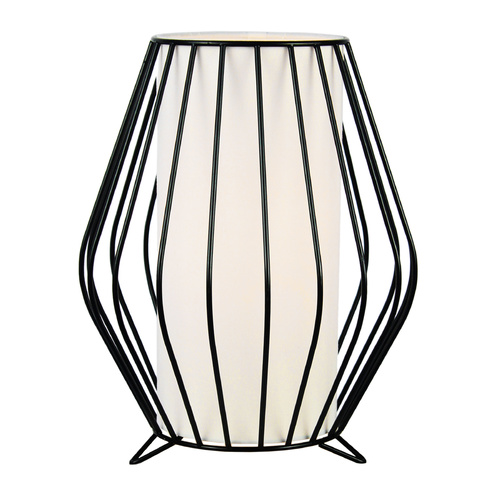 Table Lamp Globe Metal Wire Black with Round Shade 21 x 26cm