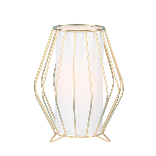 Table Lamp Globe Metal Wire White with Round Shade 21 x 26cm