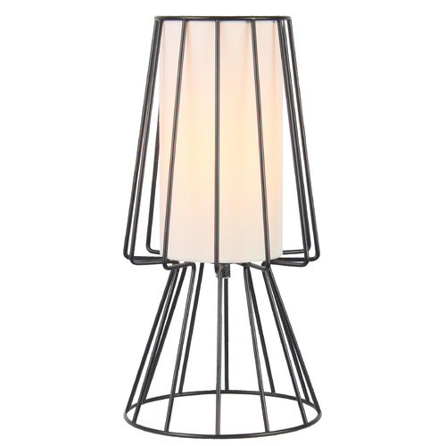 Table Lamp Lite Metal Wire Black with White Lamp Shade 15 x 30cm