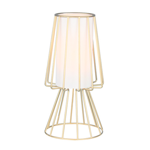 Table Lamp Lite Metal Wire Brass White Shade 15 x 30cm