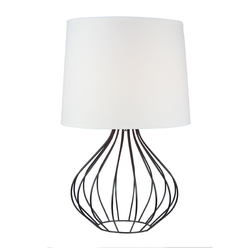 Table Lamp Quta Metal Wire Black with White Shade and Round Base 31 x 50cm