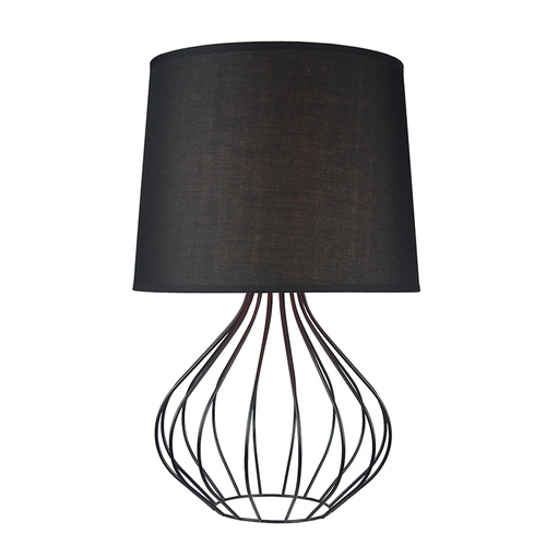 Table Lamp Quta Metal Wire Black with Black Shade and Round Base 31 x 50cm