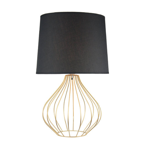 Table Lamp Quta Metal Wire Black with Brass Shade and Round Base 31 x 50cm