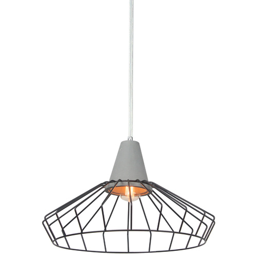 Luminite Cage Concrete Pendant Tab Black D 40 x H 124cm