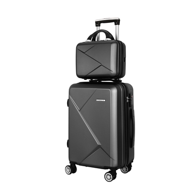 2Set 20 Inch Luggage Case with 12 Inch Handheld Luggage Box Hard Shell Travel Suitcase TSA Lock Black