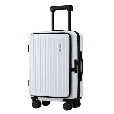 20 Inch Luggage Suitcase With Front Pocket Travel Carry On Dual TSA White