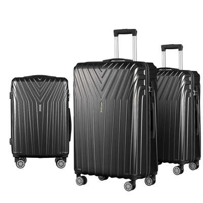 3-Piece Luggage Set (20" 24" 28") - Black, Hard Shell, TSA Lock